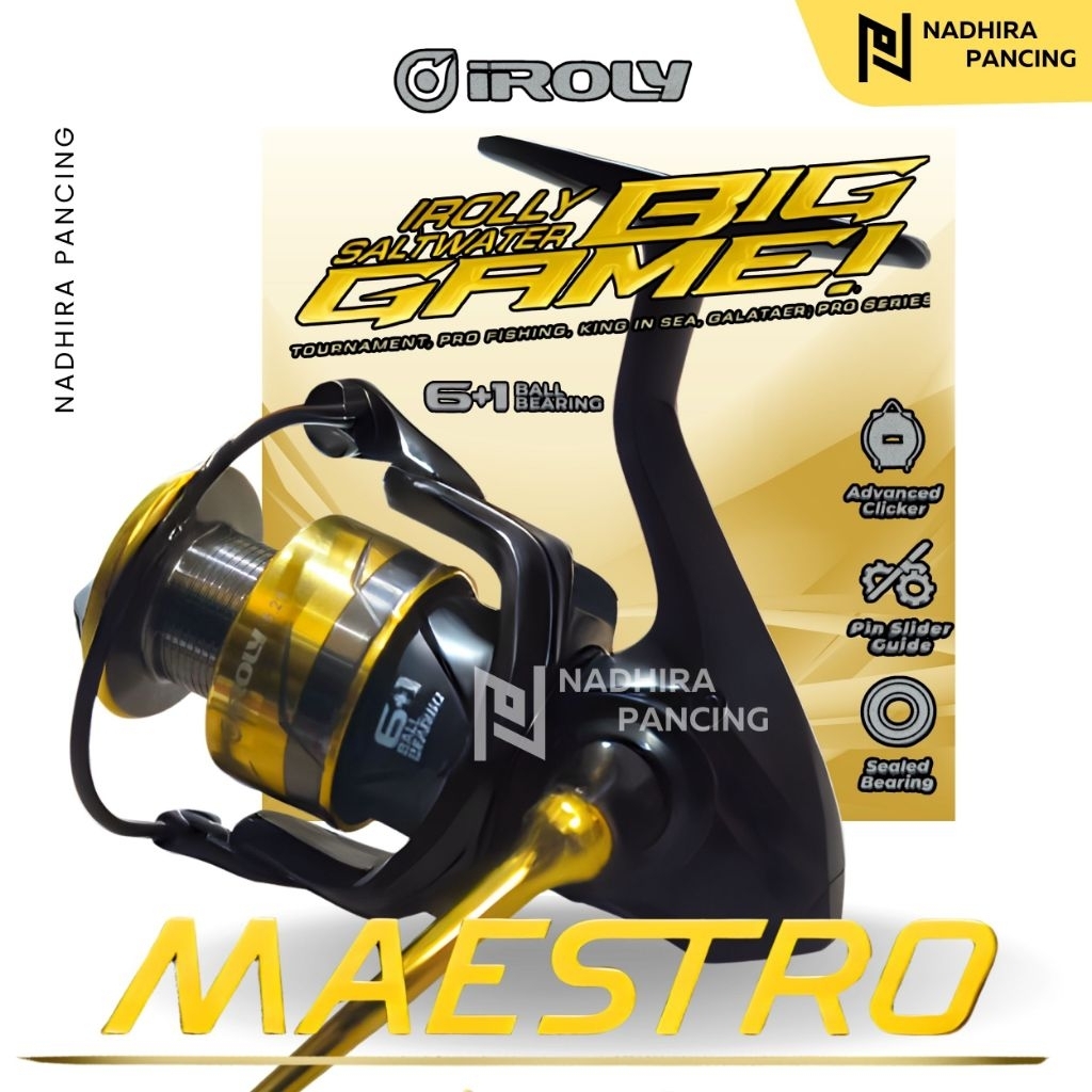 REEL SPINNING IROLLY MAESTRO REEL PANCING POWER HANDLE SALTWATER SW