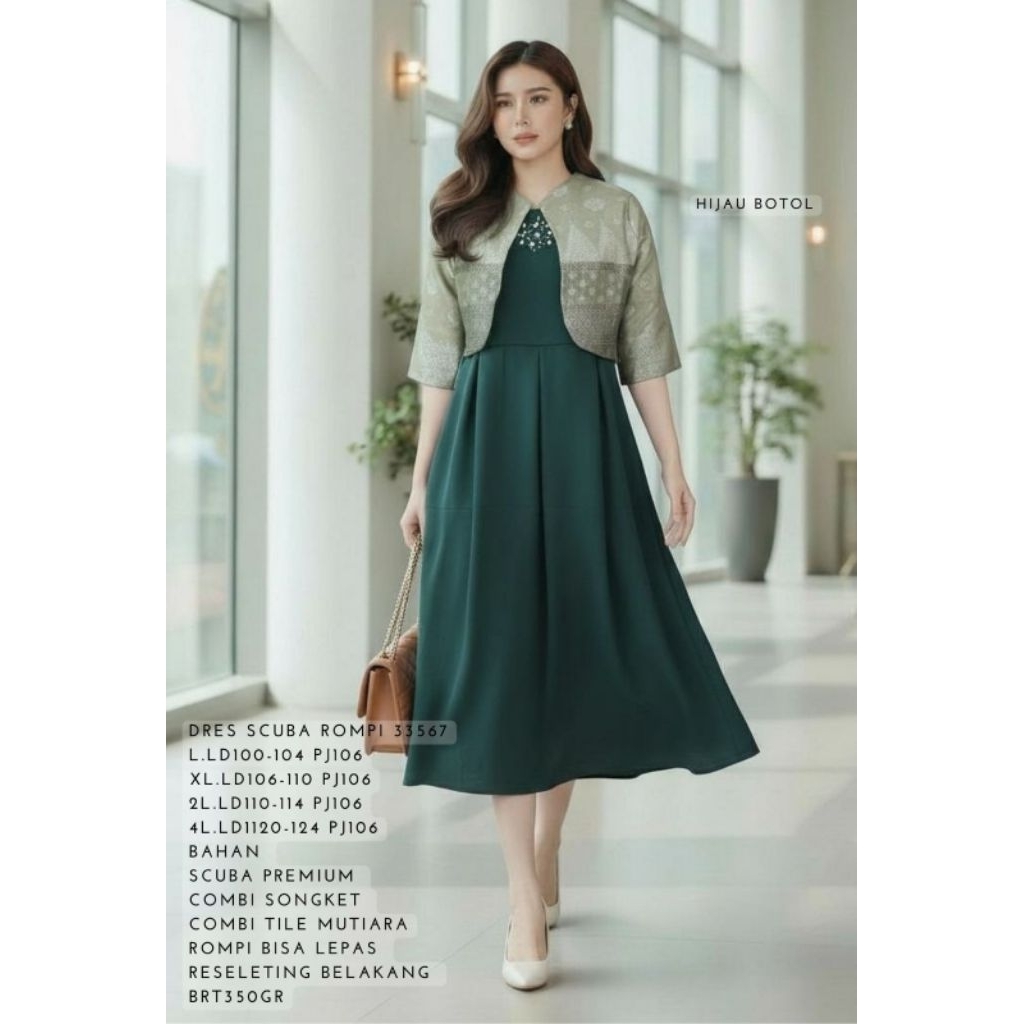 001 HIJ 4L FER 33567 (95890) DRESS ROMPI SCUBA MEWAH / READY / REALPICT