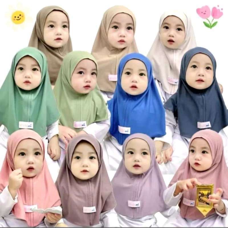 Shamira - Hijab Bergo Bayi 0-12 Bulan Tanpa Tali I iqala Jilbab Anak Bayi Jersey Premium