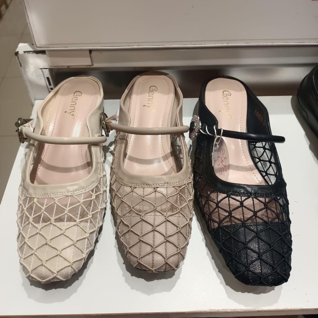 Genny Sepatu selop wanita jaring / sandal selop jaring jaring