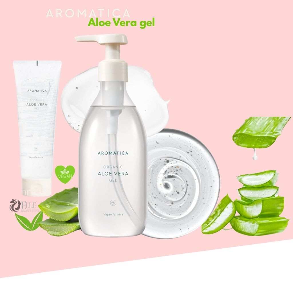 Aromatica Organic Aloe Vera gel , moisturizer pelembab wajah badan organic vegan 300 ml