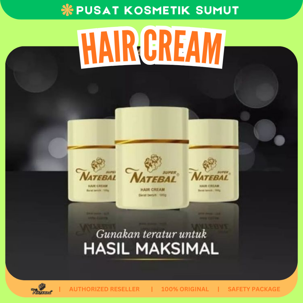Natebal Hair Cream 100gr - Penghitam Rambut Uban Alami , Menyuburkan Rambut - Krim Rambut