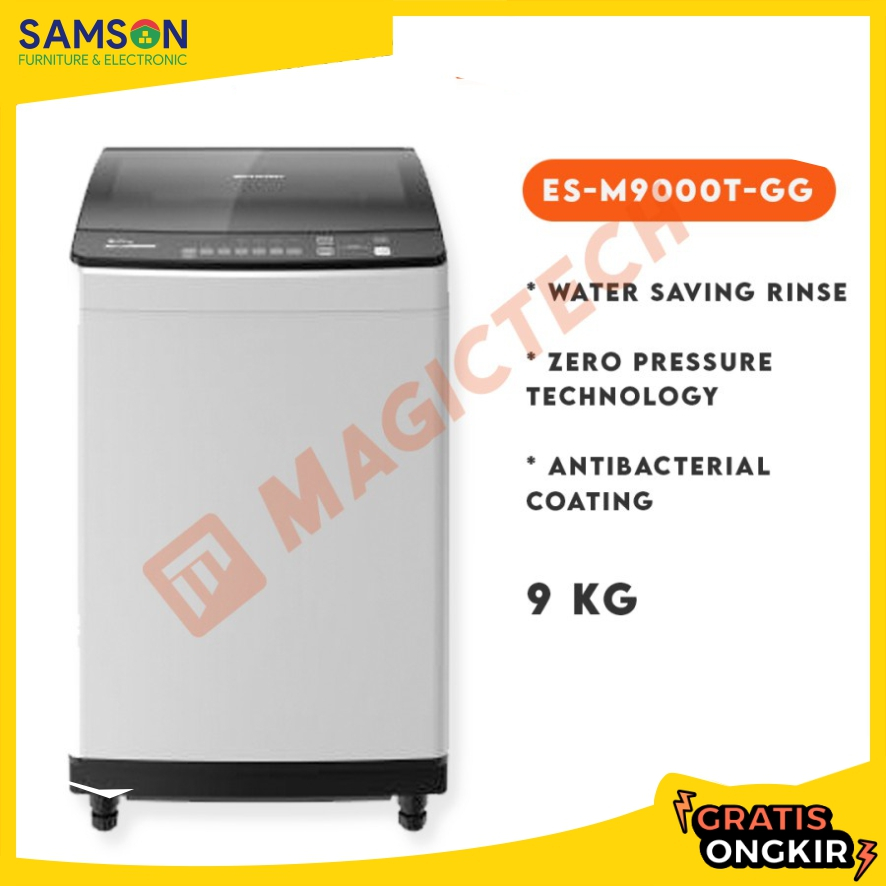 MESIN CUCI SHARP 9 KG ES-M9000T-GG - AUTOMATIC/TOP LOADING