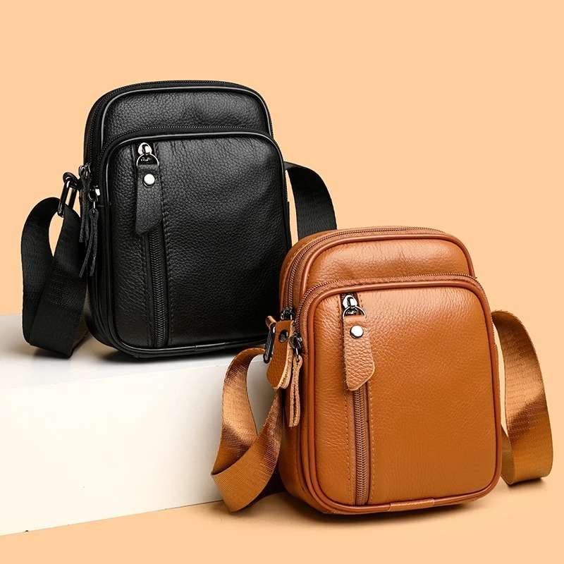 Tas Kulit Pria Sling Bag – Tas Selempang Pria Retro untuk HP & Gadget | Leather Mini Messenger