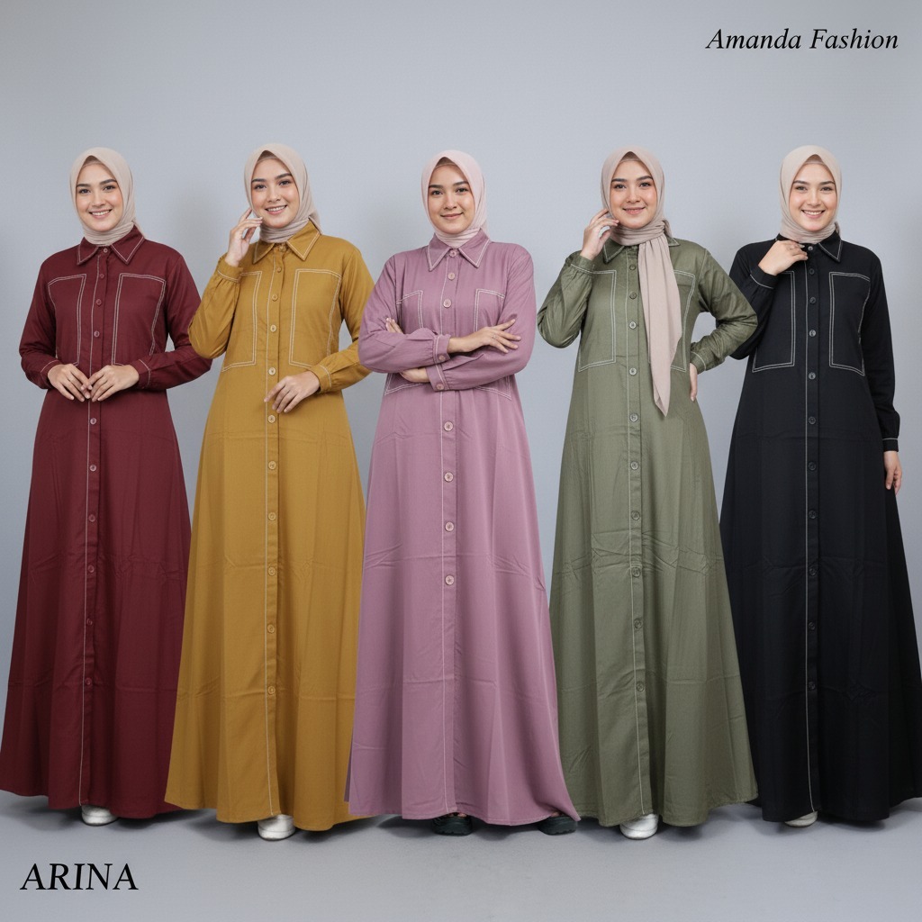 Gamis Amanda Arina Polos Rayon Twill Premium