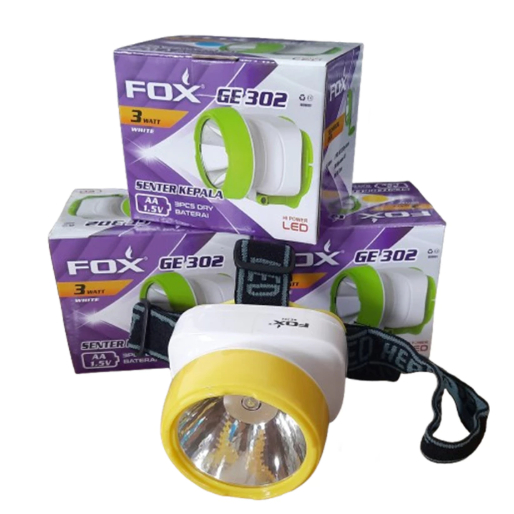 Senter Kepala FOX GE 302 3W LED / Senter / Senter kepala Batu / Senter Kepala Baterai