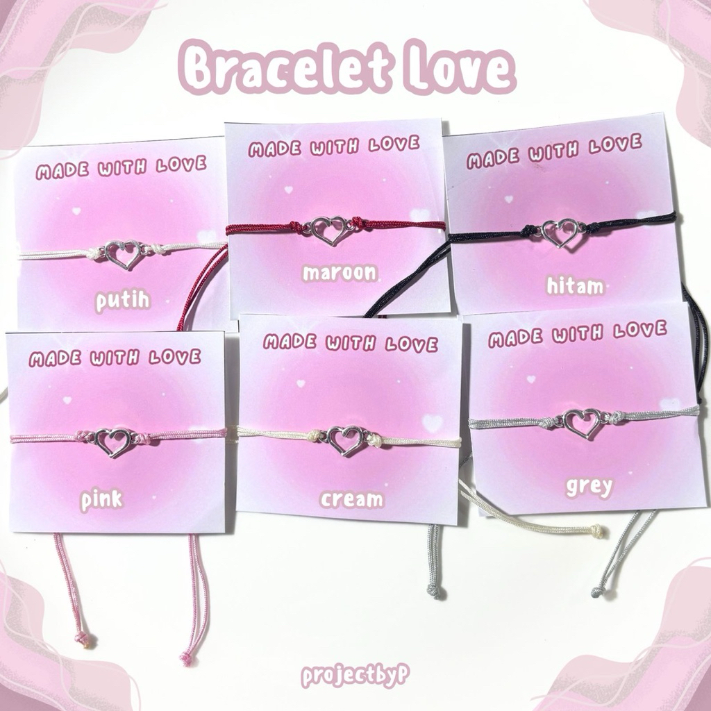 Gelang Tali Love Aesthetic / Gelang Couple Tali Simple / Gelang Lobe Aesthetic