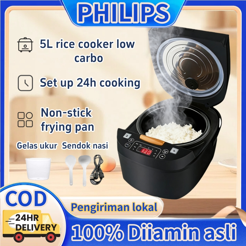 PHILIPS 5L Rice Cooker Penanak Nasi Sehat Multifungsi  low carbo Kapasitas Besar