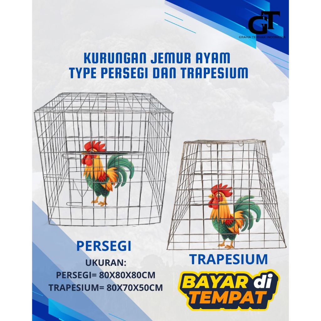KANDANG UMBARAN AYAM TYPE PERSEGI DAN TRAPESIUM BAHAN GALVANIS TEBAL KAWAT 3mm