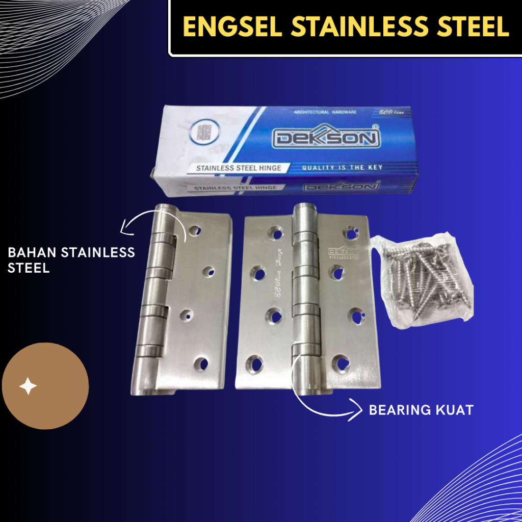 DEKSON Engsel Pintu Stainless Steel SUS 304 - Ukuran 3 & 4 Inch