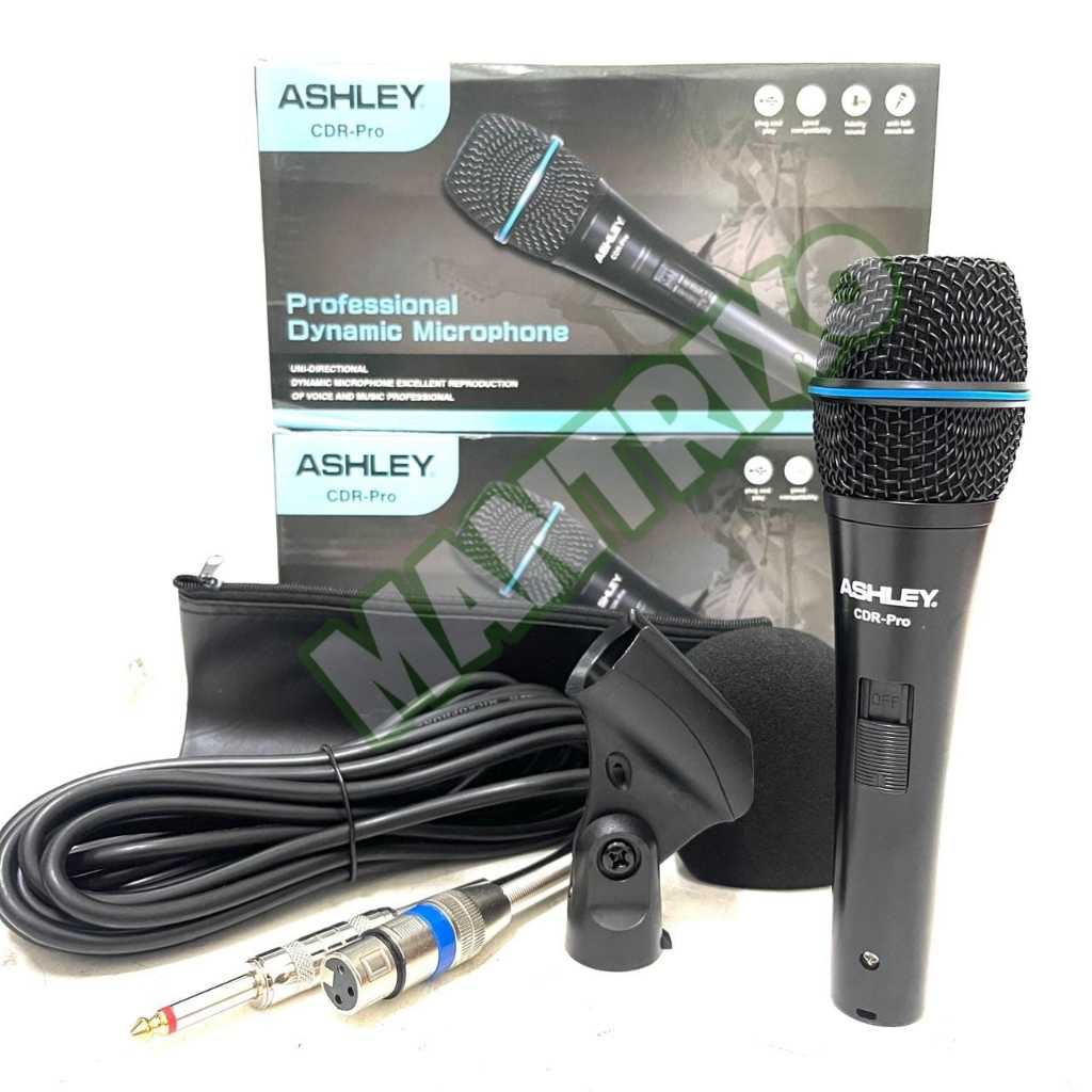 Mic Kabel Ashley CDR PRO Condenser Original Free Stand & Sarung Microphone Condensor Ashley CDR-PRO 
