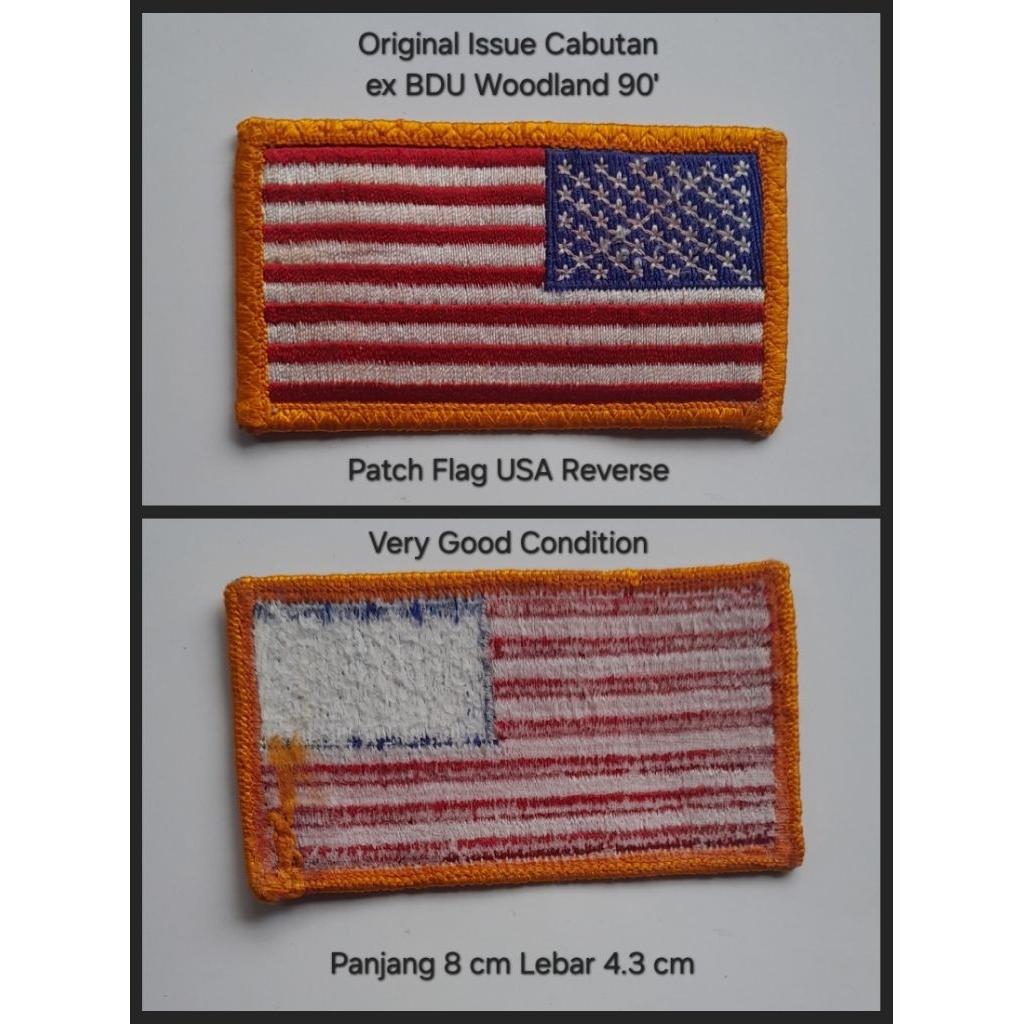 Patch Flag USA Reserve Original Issue Cabutan ex Us Army BDU Woodland Bordir Bendera Amerika Asli
