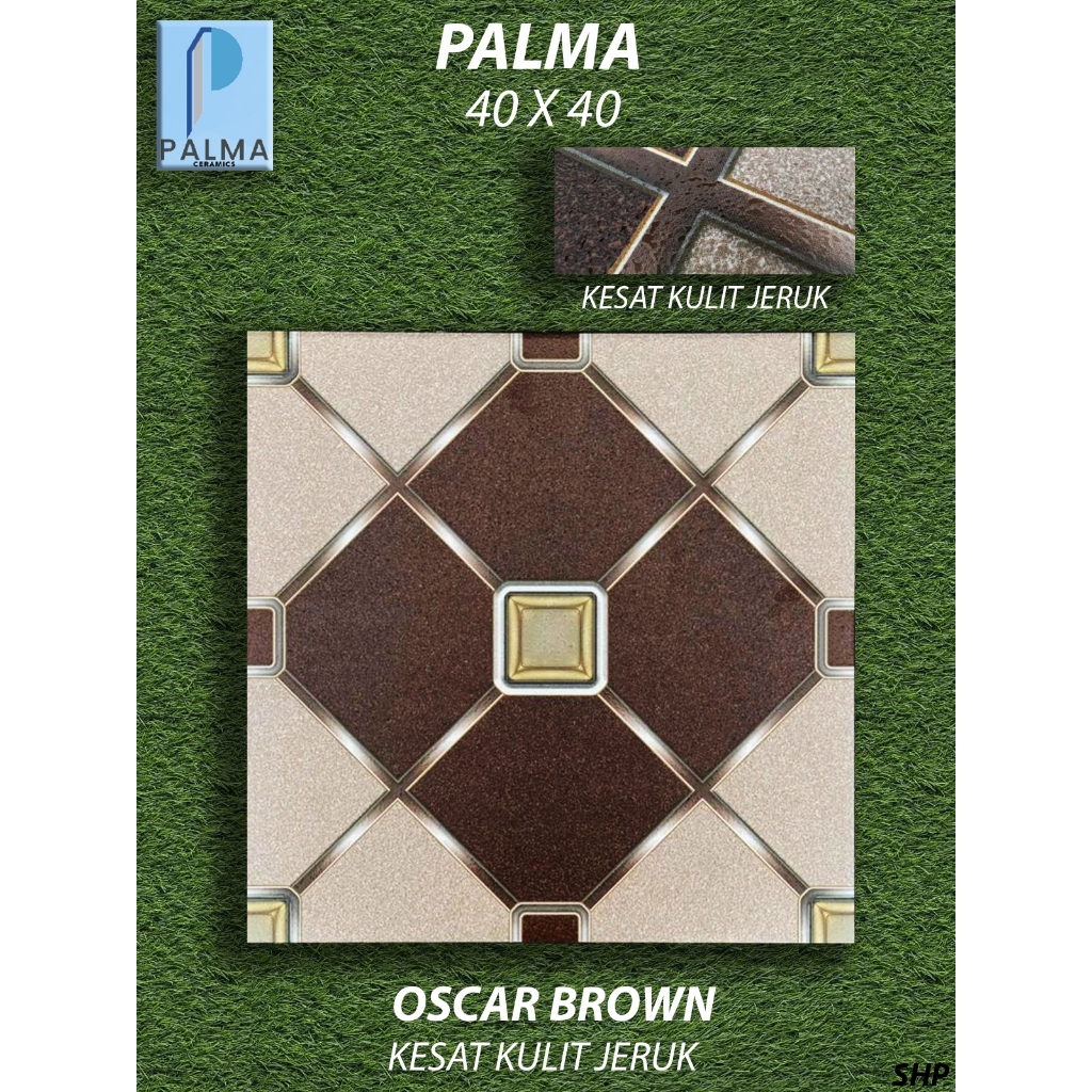 Keramik Lantai Motif 40X40 Palma Oscar Brown Kesat kulit jeruk KW1 Pekanbaru Riau, Motif Unik