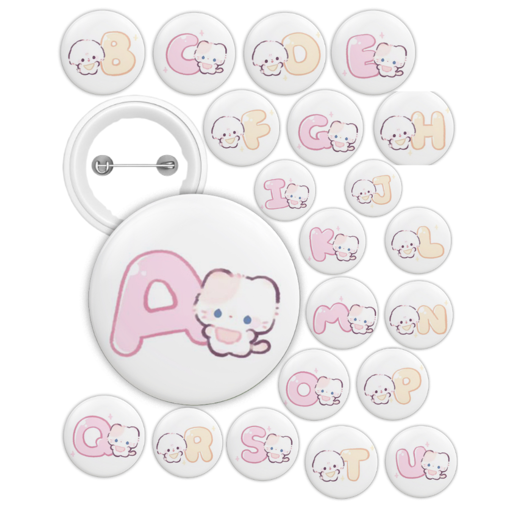 Annasya Collection Pin Bros Press Pin cat Huruf  32mm / bros tas ransel brooche alphabet bros huruf 
