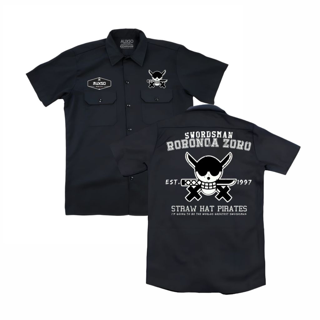 District Clothing kemeja Workshirt Roronoa Zoro unisex hitam