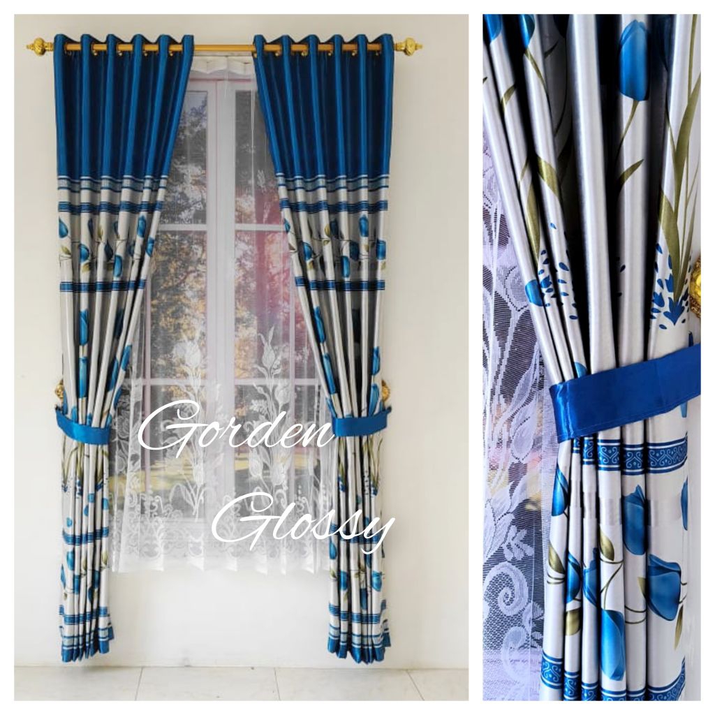 Gorden Murah Bahan Mewah Model Smokering Gold Gorden Pintu Minimalis