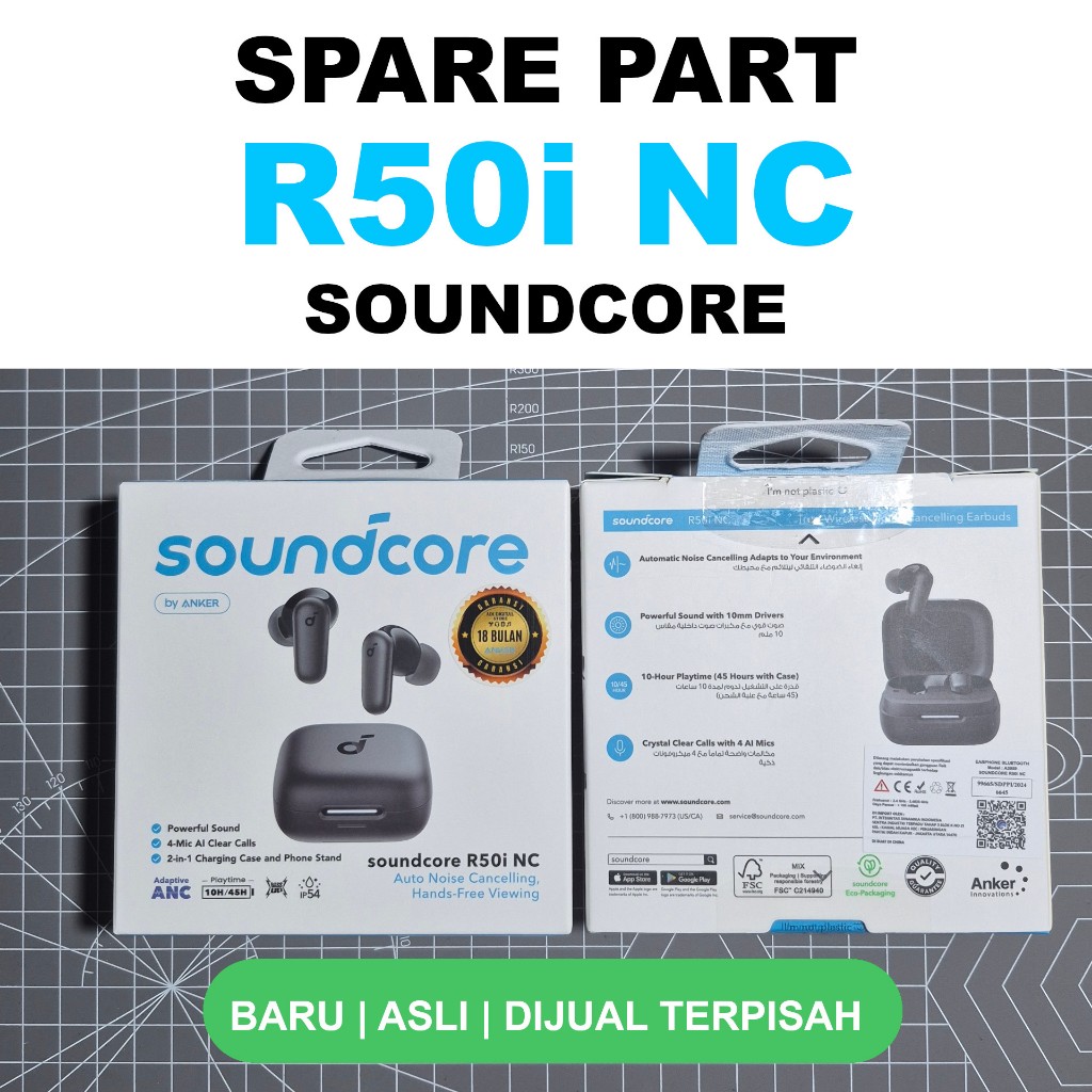 [SPAREPART | NEW] SOUNDCORE R50i NC Replacement | Earbud kiri kanan saja | Case charging saja | Baru