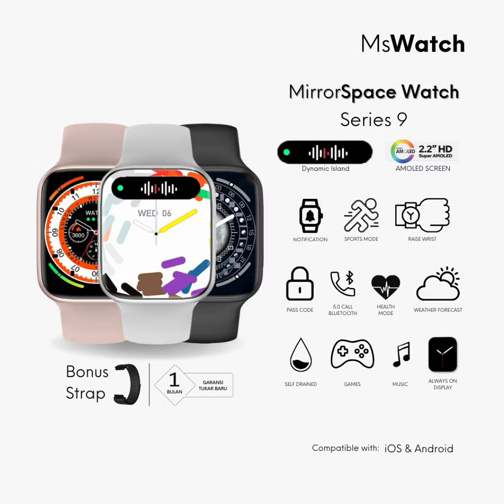 MIRRORSPACE WATCH 9 WITH DYNAMIC ISLAND WHITE