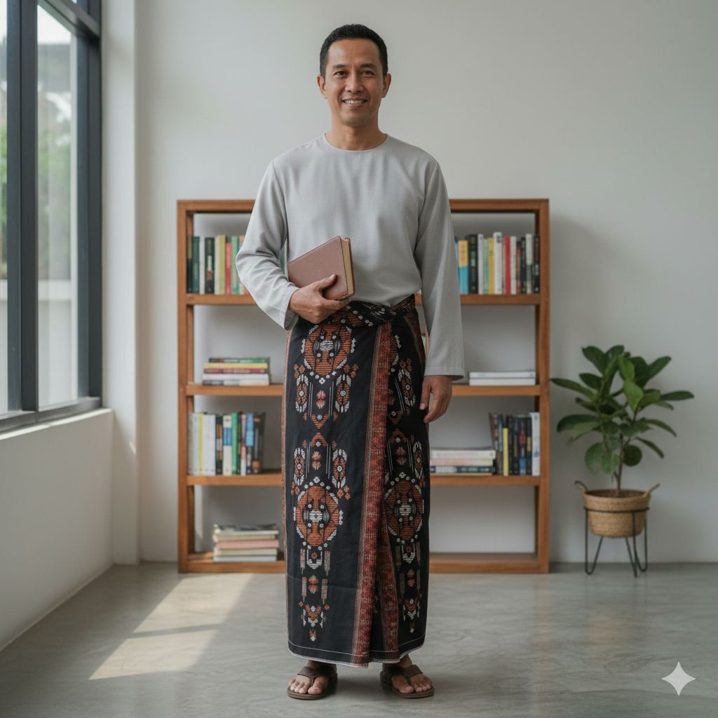 SARUNG ARDAN STAR MOTIF STK SONGKET TIMBUL KEMBANG HITAM MERAH