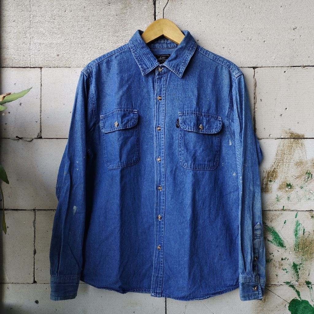 Wind Face Outdoor Kemeja Denim Jeans Shirt