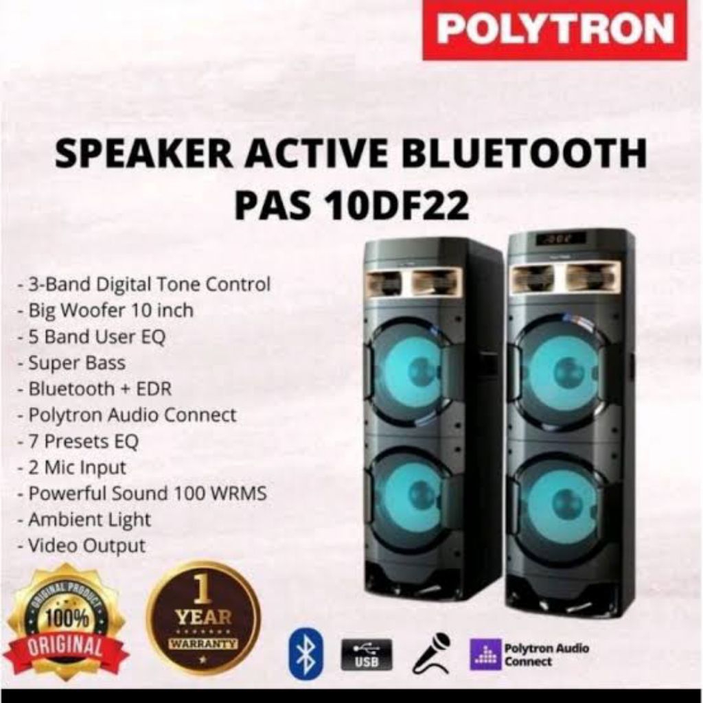 SPIKER AKTIF POLITRON PAS 10DF22 (10")