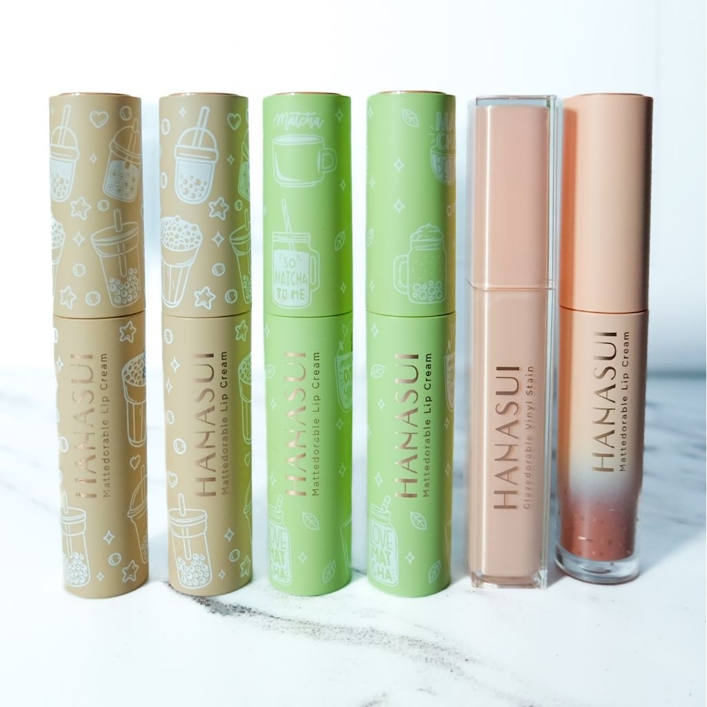 [PRELOVED] HANASUI Set Mattedorable Glazedorable Lip Cream Lip Vinyl Lipstick Lipstik - 1 Set Dapat 