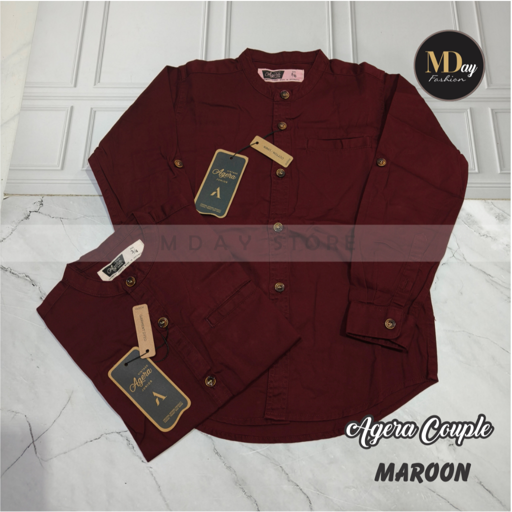 AGERA KEMEJA KOKO COUPLE AYAH ANAK SPESIAL MAROON KATUN TWILL TERBARU