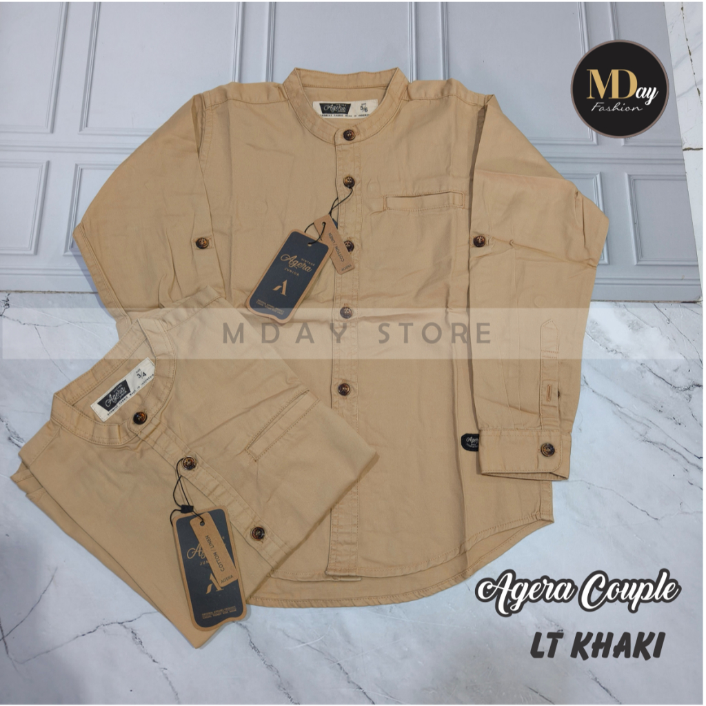 AGERA KEMEJA KOKO COUPLE AYAH ANAK SPESIAL LT KHAKI KATUN TWILL TERBARU