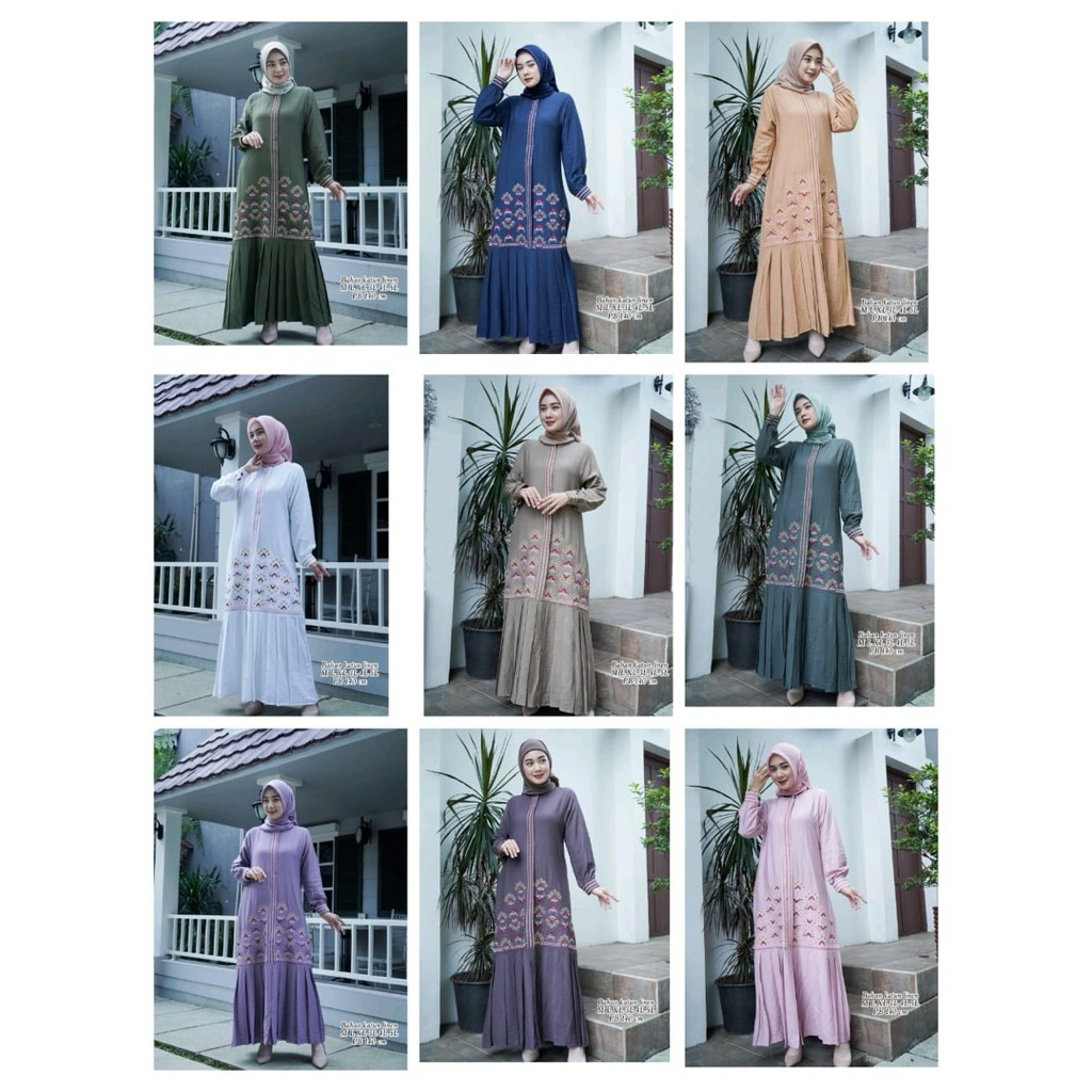 (Cod)Gamis katun bordir katun toyobo premium//Gamis pesta//gamis bordir//gamis katun// by ridd