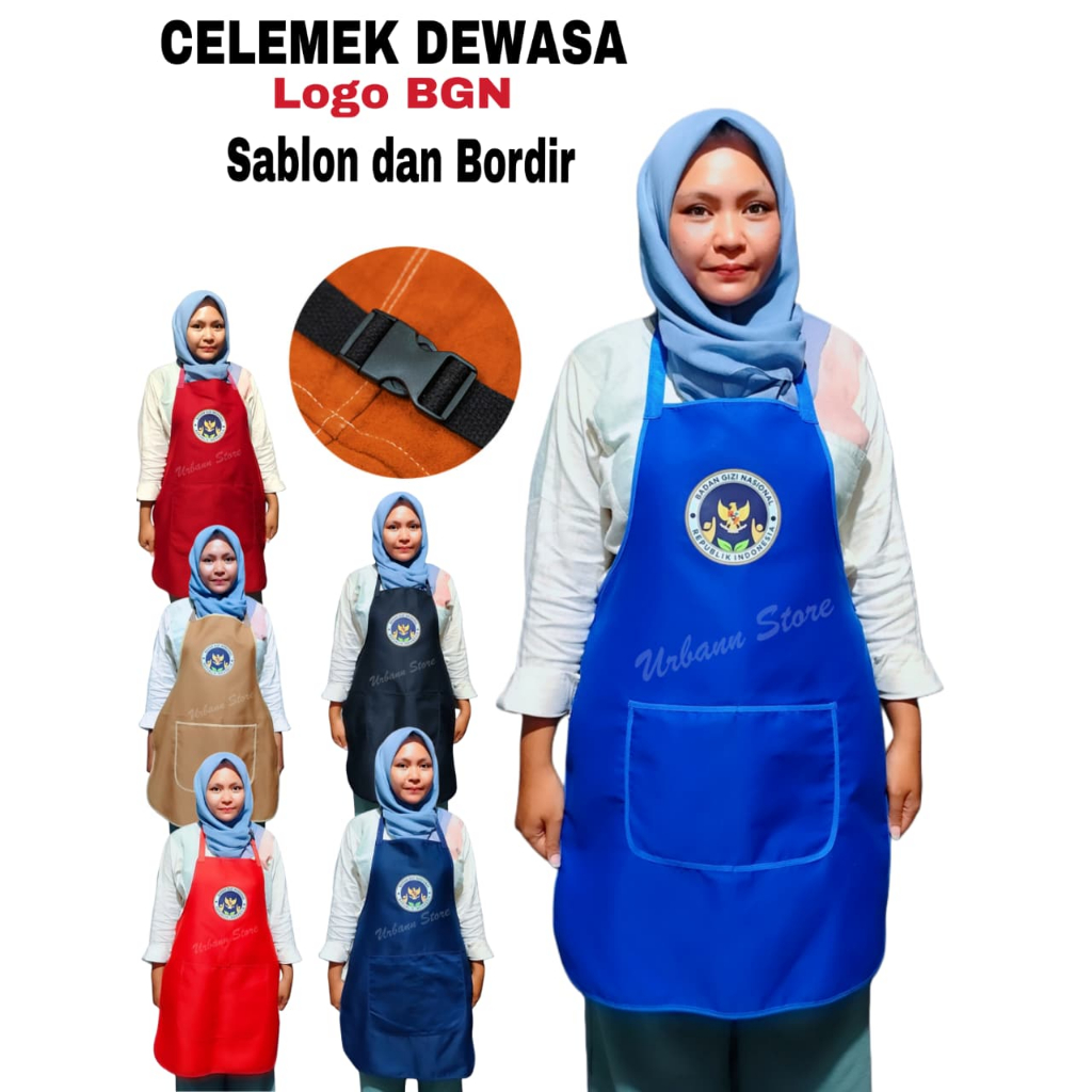 Celemek Apron BGN Badan Gizi Nasional SPPG Celemek Dapur MBG Bahan American Drill