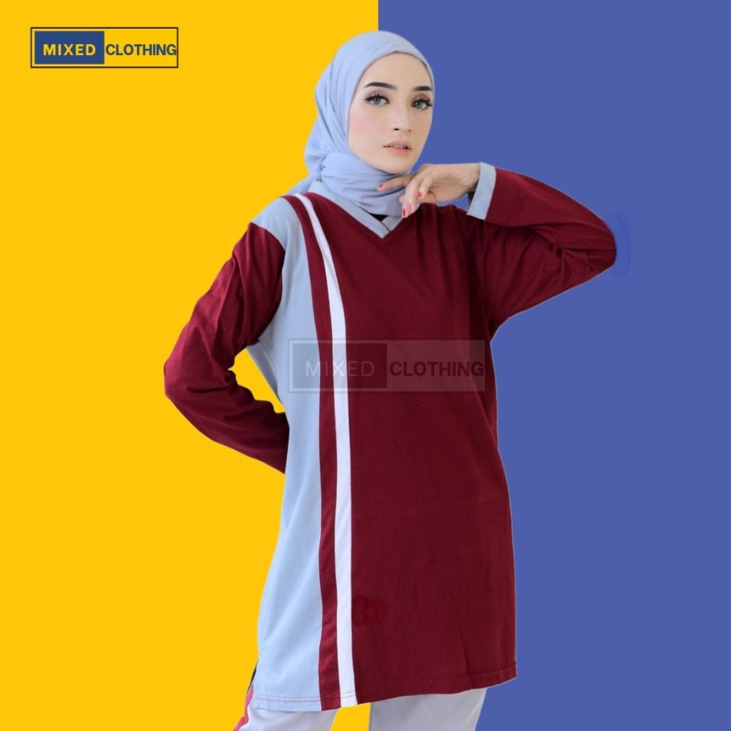 olahraga muslimah tunik baju kaos olahraga muslimah tunik wanita/atasan olahraga muslim/atasan senam