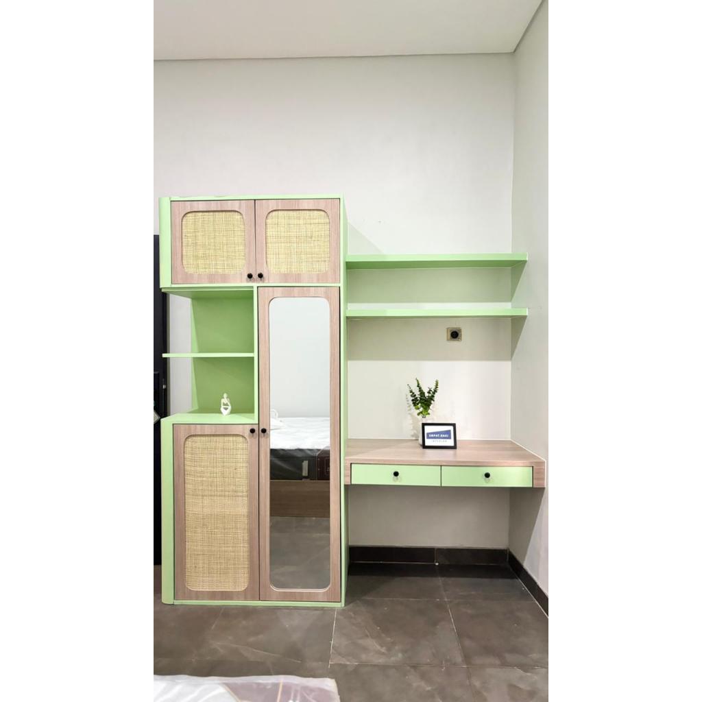 Bedroom set minimalis kombinasi rotan