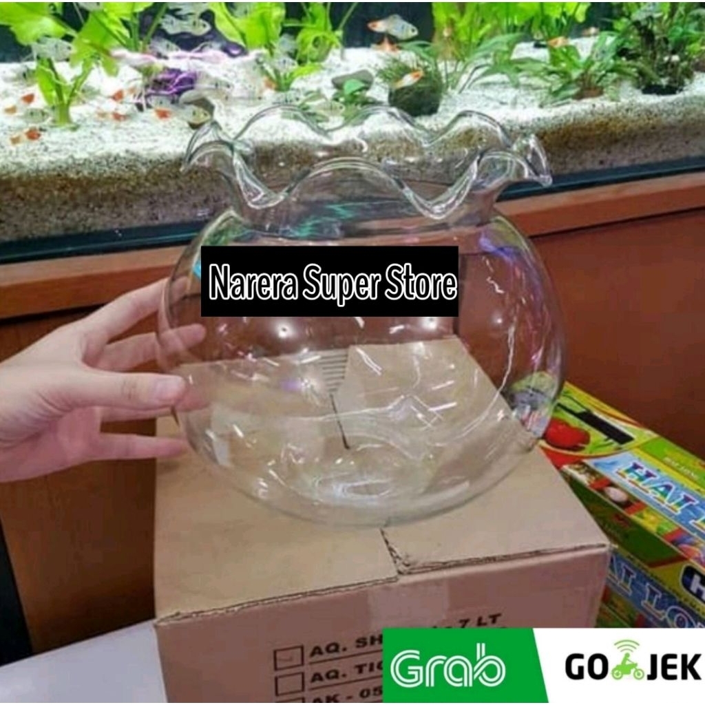 Aquarium Kaca Bulat 4L 7L 12L Toples Liter Fish Bowl Murah Ekonomis