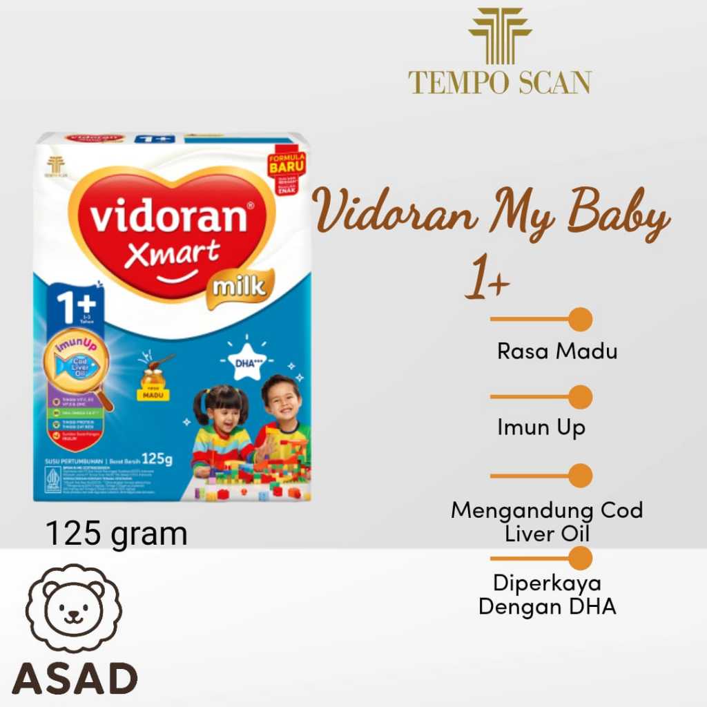Vidoran Xmart 1+ 125 Gram/Susu Bayi/Susu Formula 1-3 Tahun