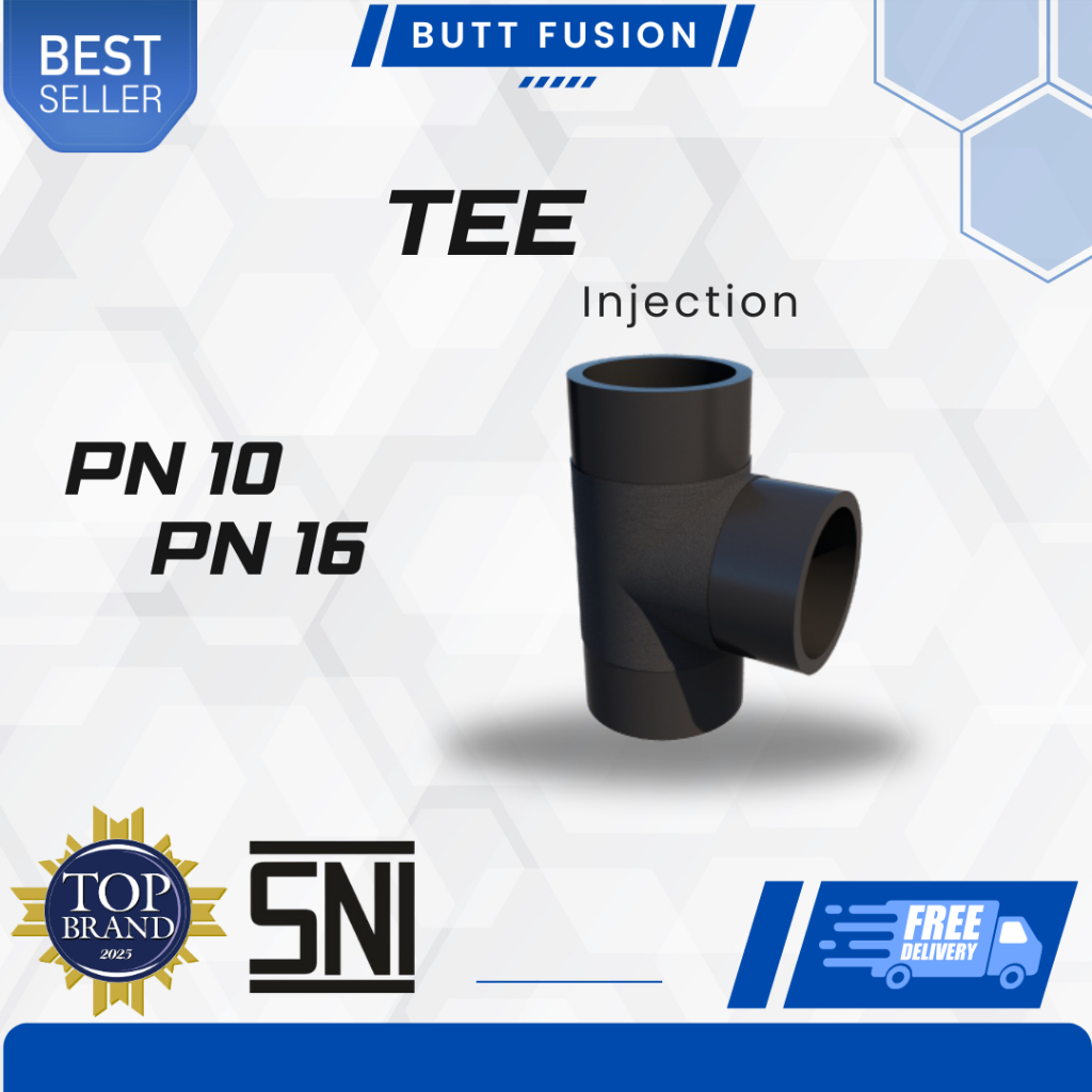 Tee Pipa Hdpe Ukuran 12 Inch 315 x 315 mm PN 10 dan PN 16 | Tee Fitting Pipa HDPE Butt Fusion