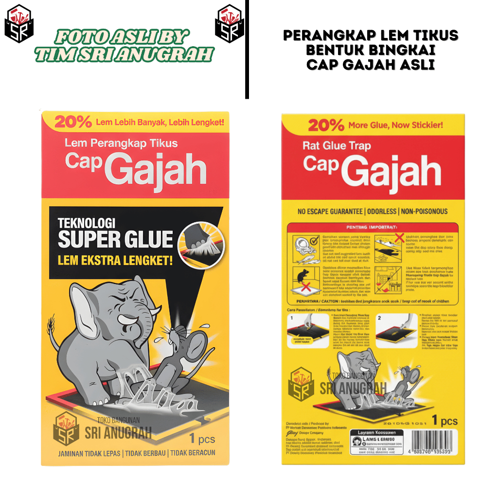 CAP GAJAH Lem Tikus X Glue Lem Papan Bingkai Perangkap Tikus Asli CAP GAJAH
