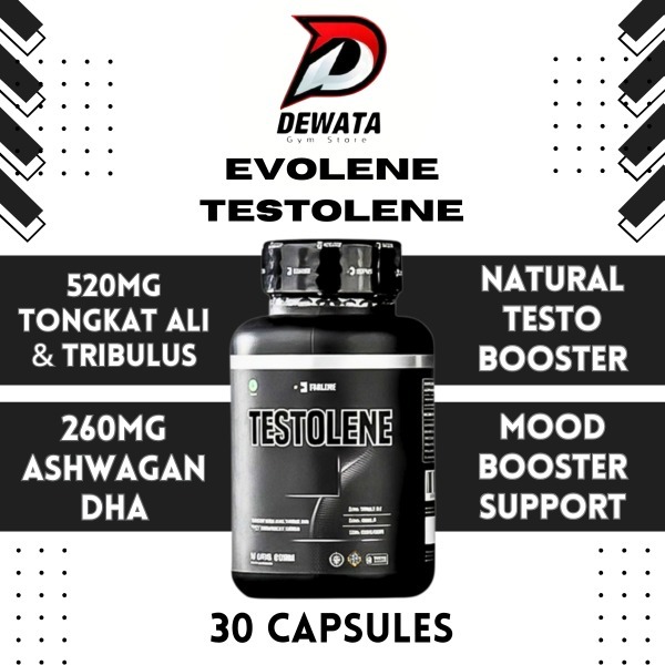 Evolene Testolone Test Booster Tongkat Ali 30 Kapsul Suplemen Alami untuk Meningkatkan Testosteron, 