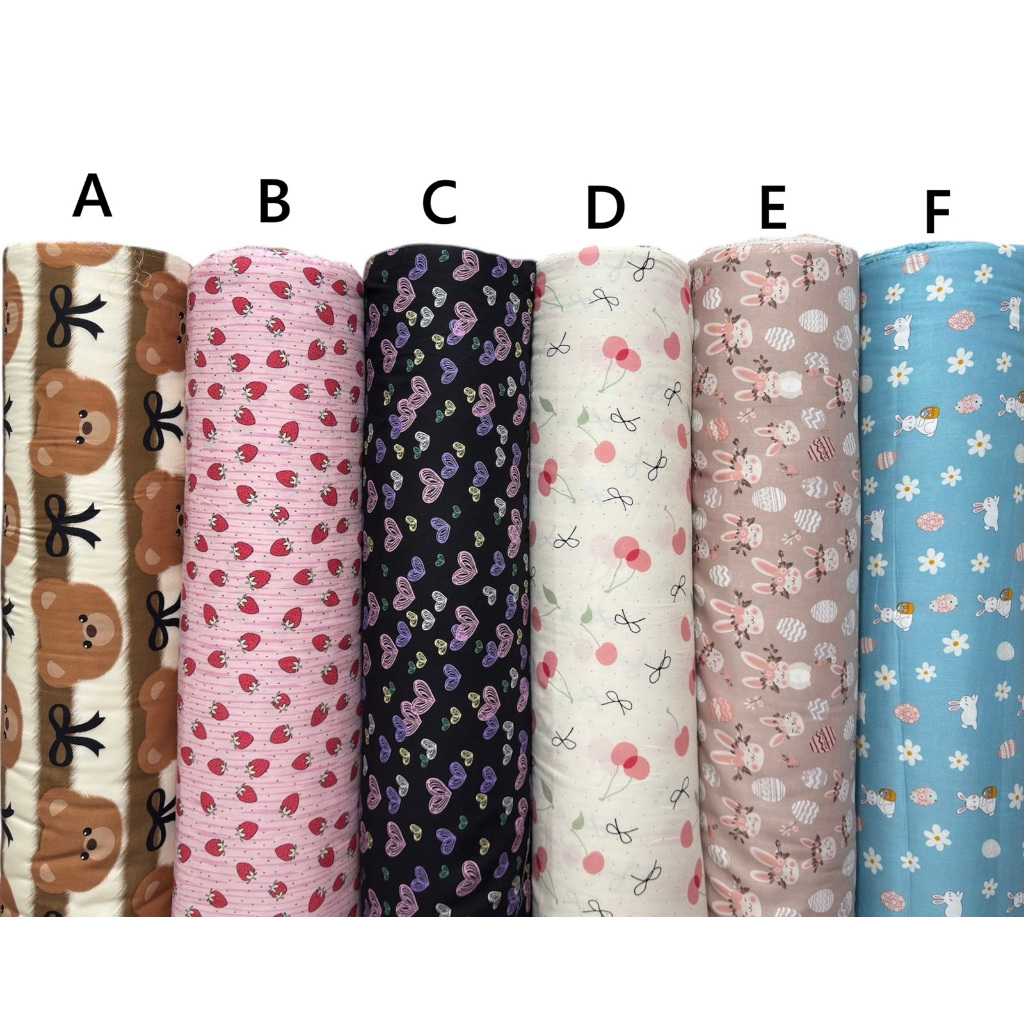 Bahan kain katun rayon viscose premium motif strawberry motif bunga motif batik motif abstrak terbar