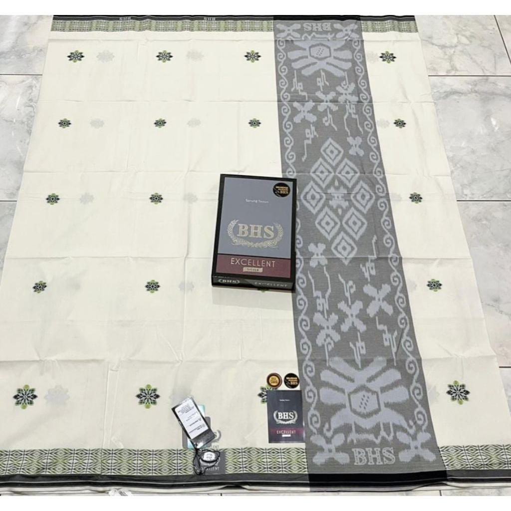 SARUNG BHS EXCELLENT SONGKET PUTIH SERIES KEWALITAS SILVER TERBARU