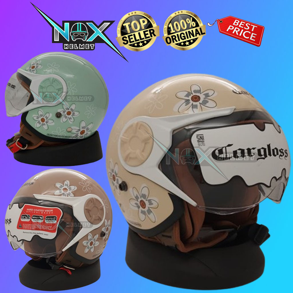 Helm ORIGINAL CARGLOSS YRH Hijab Motif Flower Retro Klasik