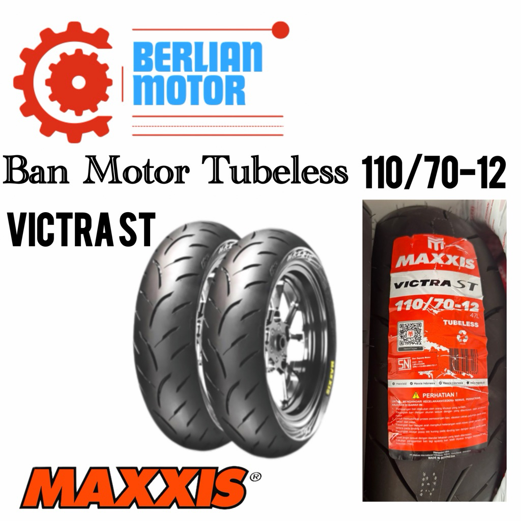 Ban maxxis victra st 110/70 ring 12 tubeless 100%origina SNI
