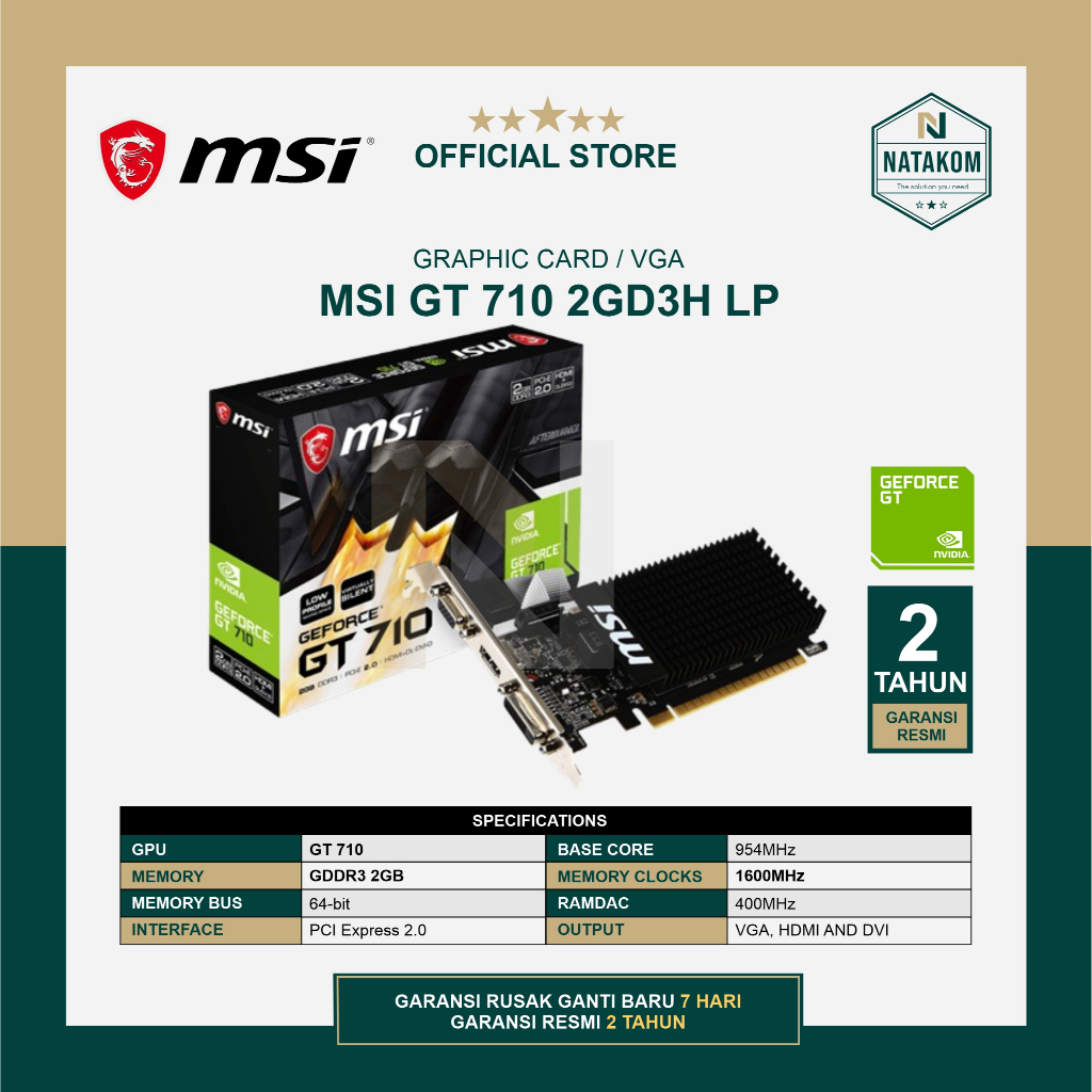 VGA MSI NVIDIA GT 710 2GD3H LP / GT710 2GB DDR3