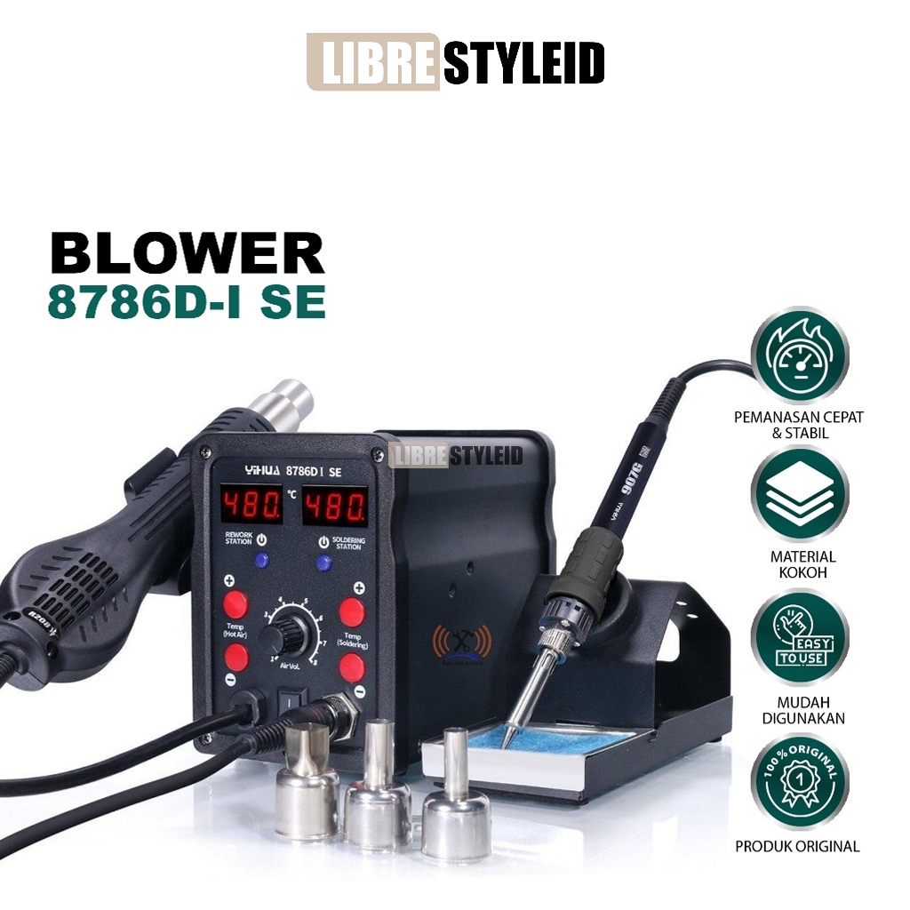 YIHUA 8786D-I SE SOLDER STATION BLOWER ANGIN PANAS ORIGINAL - MESIN HOT AIR YIHUA 8786D-I SE UNTUK S