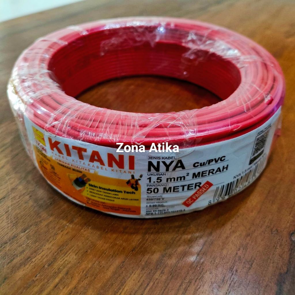 Kabel Kawat Listrik KITANI NYA 1.5 mm 50 Meter – Tembaga Murni – 450/750V – 1 Roll