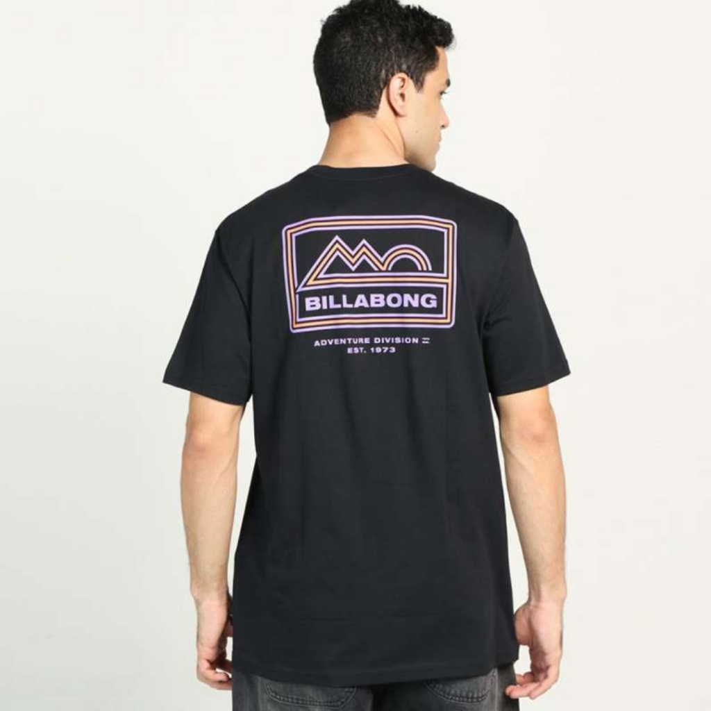 Billabong Kaos Lengan Pendek Pria Original Range SS Tee Hitam Cocok untuk Penggunaan Sehari-hari