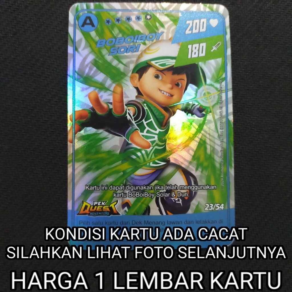 [CACAT/MINUS] Boboiboy Monsta Galaxy Card Boboiboy Sori Dari Pek Quest Adventure (Silver)
