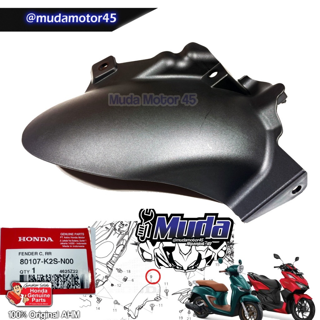 SPAKBOR KOLONG VARIO STYLO 160 80107-K2S-N00 80107K2SN00 SLEBOR SPATBOR LUMPUR BAWAH BODY BELAKANG E