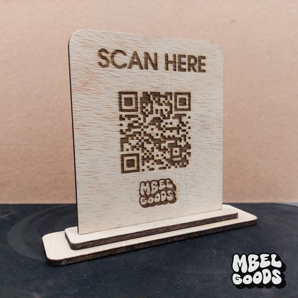 Papan Barcode QR Code Sign Kayu