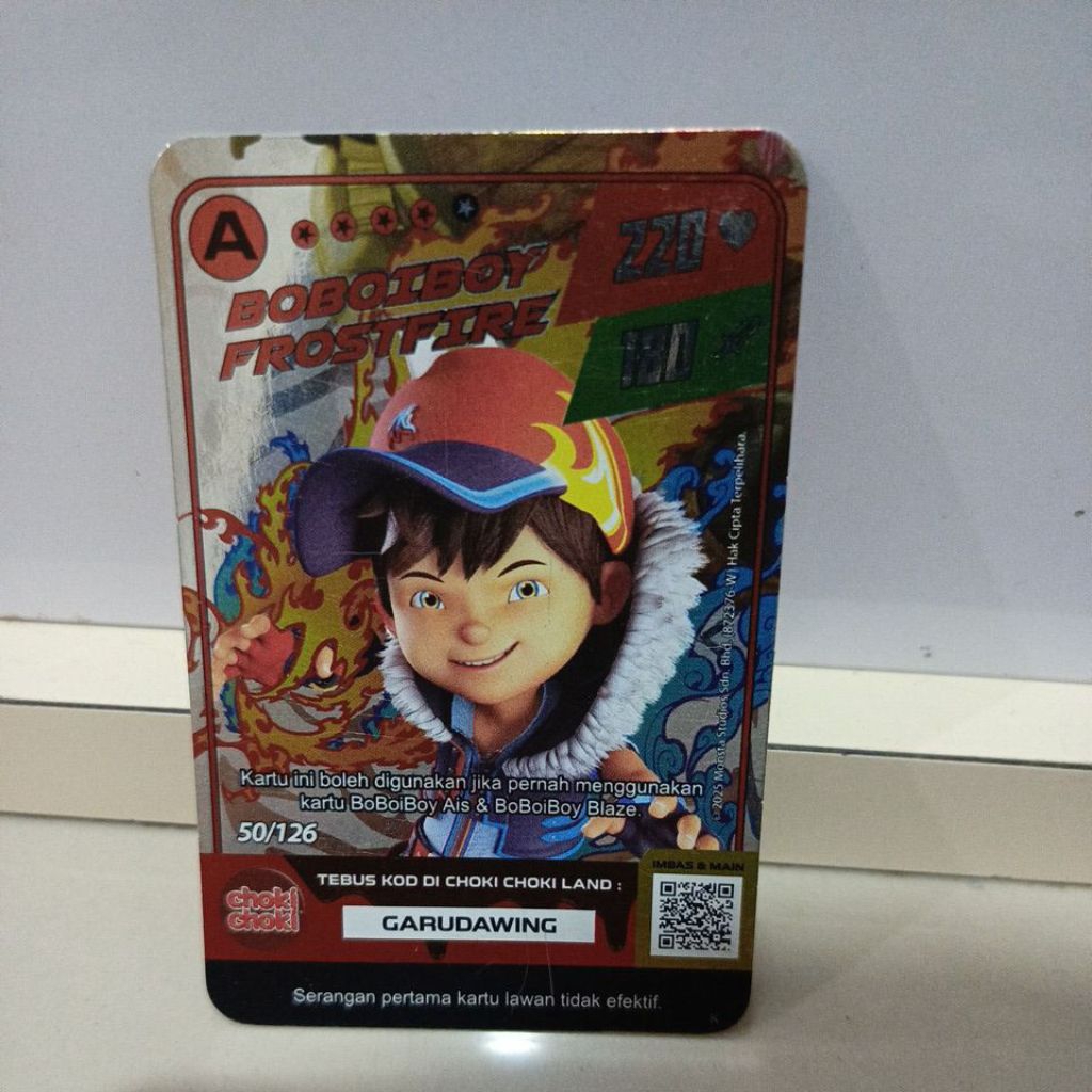 monsta galaxy card x choki choki A BOBOIBOY FROSTFIRE HOLOGRAM