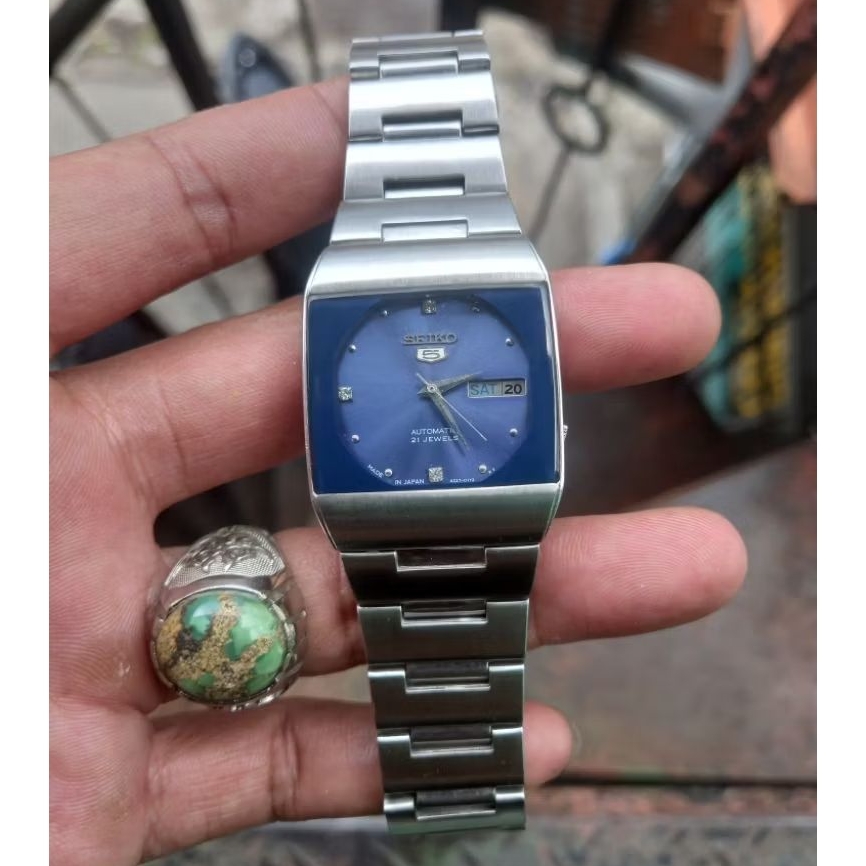 jam tangan seiko 5 tv  blue dial.rare vintage lawas